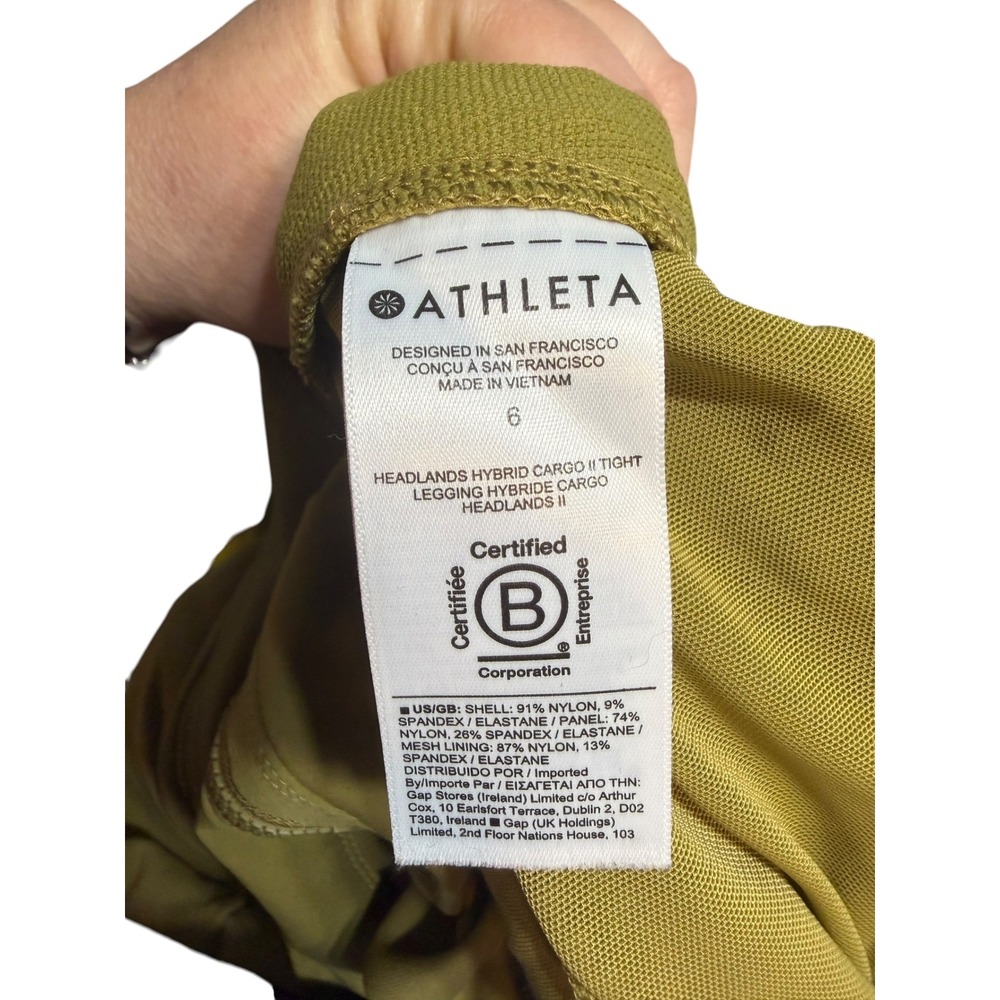 Athleta Size 6 Headlands Hybrid Cargo II Tight Moss Green Hiking Pants - Picture 4 of 8